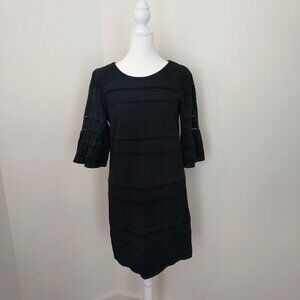 J Crew Black Flutter Sleeve Eyelet Dress